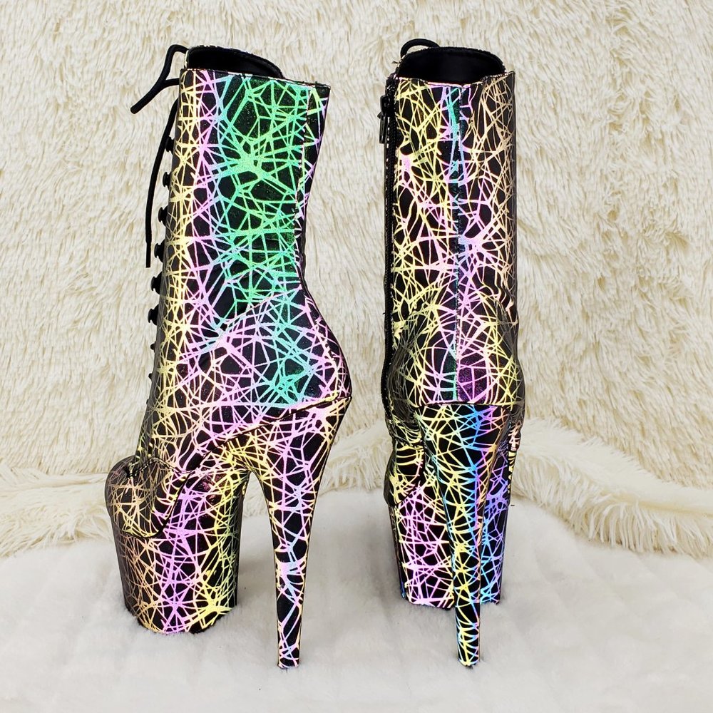 Reflective Geometric Platform High Heel Ankle Boots - Picture 10 of 17